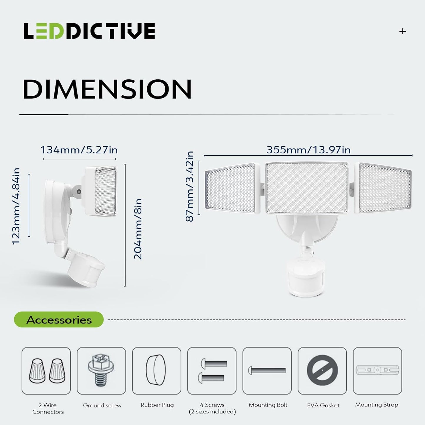 White 3-heads LED Security Lights