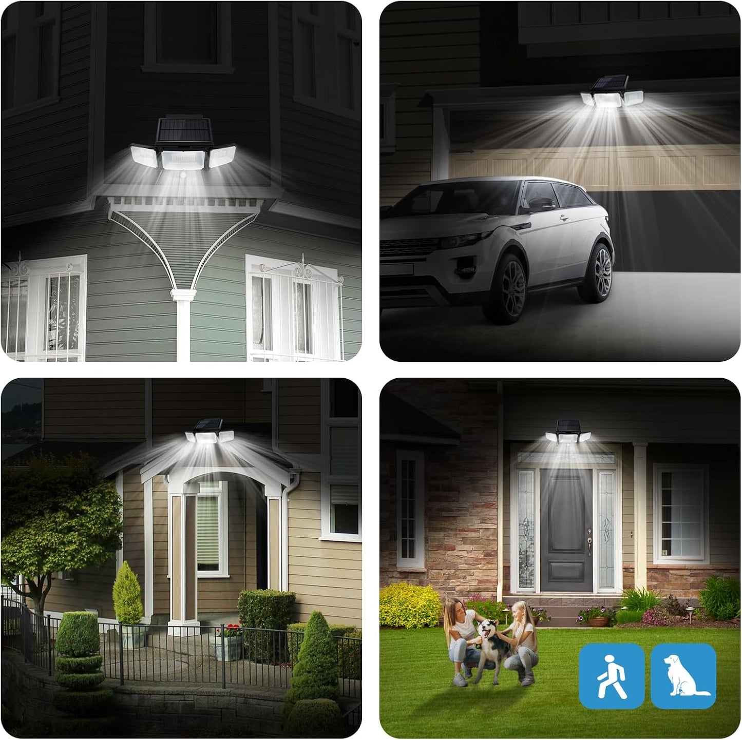 Solar 3-heads Outdoor Flood Lights