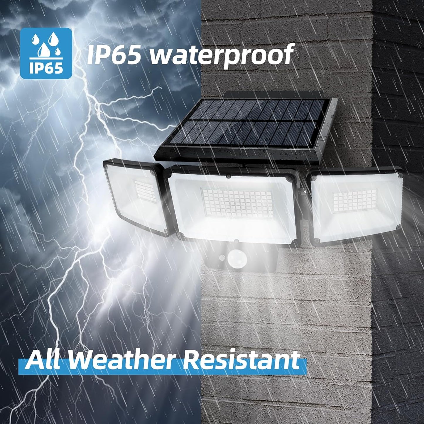 Solar 3-heads Outdoor Flood Lights